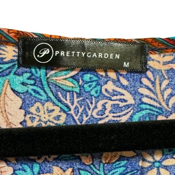 Blue Maxi Dress  Medium Colorful Floral Pretty Garden Boho Easter - Picture 6 of 9